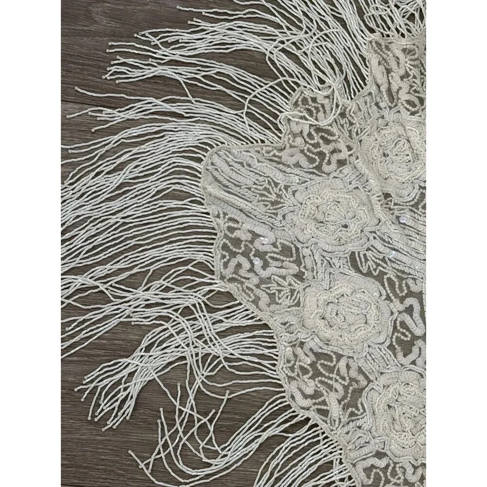 Vintage Beaded Fringe Shawl  Western Fashion Statement Collar